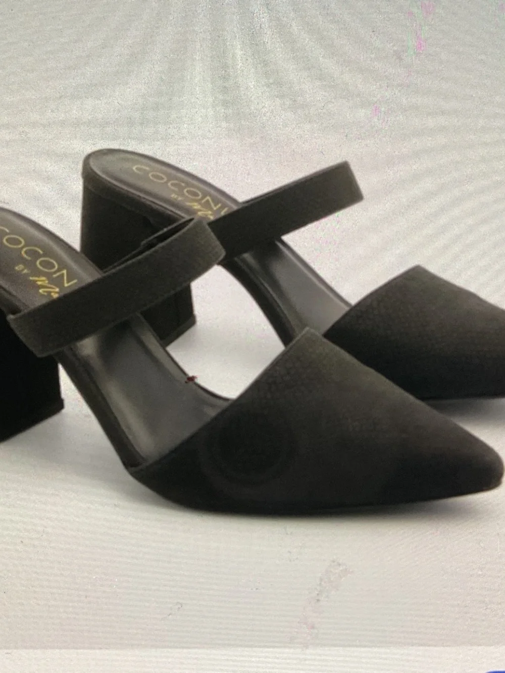 Coconuts by Matisse Black Riley Block Heel Mule Strap Pointed Heels.SZ 9
